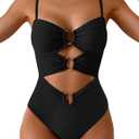 Eomenie One Piece Swimsuit for Women Ring Linked Monokini Sexy Bathing Suit Cutout Swim Suit Black S