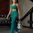 RUNNING GIRL Flare Pants with Pockets, High Waist Yoga Pants Buttery Soft Bootcut Wide Leg Leggings for Women (Green, L)