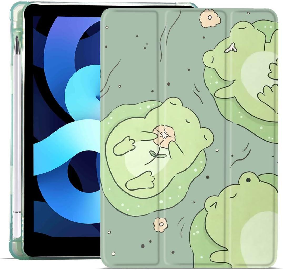MAYCARI Cute Frog Case for iPad Mini 8.3 inch 2021 with Pencil Holder, Cute iPad 6th Generation Protective Case with Soft TPU Back, Auto Sleep/Wake Cover Slim Shell for Girls Women