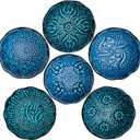 BCS Ceramic Pinch Bowls Set of 6, Small Bowls for Dipping - Cooking Prep & Charcuterie Board Bowls, Soy Sauce Dish, Turquoise Handmade Decorative Serving Dishes (3.2'' - 3 oz)