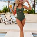 VIMPUNEC Women One Piece Tummy Control Swimsuit High Waisted Bathing Suit Cut Out Swimwear (Green, M)