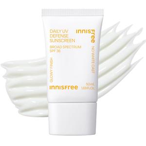 Innisfree Daily UV Defense Sunscreen Broad Spectrum SPF 36, Invisible Korean Sunscreen for Face with No White Cast