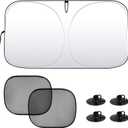 3PCS Car Window Shades, 57.1"31.5" Car Windshield Sunshade with 2 Side Window Shades, Auto Window Sun Blocker for Heat & UV Protection, Universal Vehicle Sun Shade Protector (3PCS)