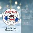3 x Exercise & Fitness Ornaments 2024 | Snow Pain Snow Gain, Snowman 3D Weight Lifting Christmas Ornament, Gym Weights Exercise Sport, Gym Ornament (Snowman)