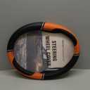 Road Comforts Steering Wheel Cover Black Tan Universal Fits 14.5 15.5 Inch Cars