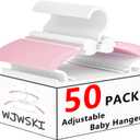 Baby Clothes Hangers, 11-14.5" Adjustable Kid Hangers for Newborn Closet, Plastic Small Infant Hanger for Toddler Pant, Child Coat Hanger for Boy Nursery Clothing, Girl Dresses, 50 Pack (Pink)
