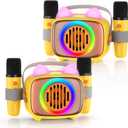 BIGASUO Karaoke Machine for Kids, Portable Bluetooth Speaker with 2 Wireless Microphones, Music Toy Gift for Girls Boys Age 4-12, Birthday Party Gifts for Toddlers Teens-2 Pack