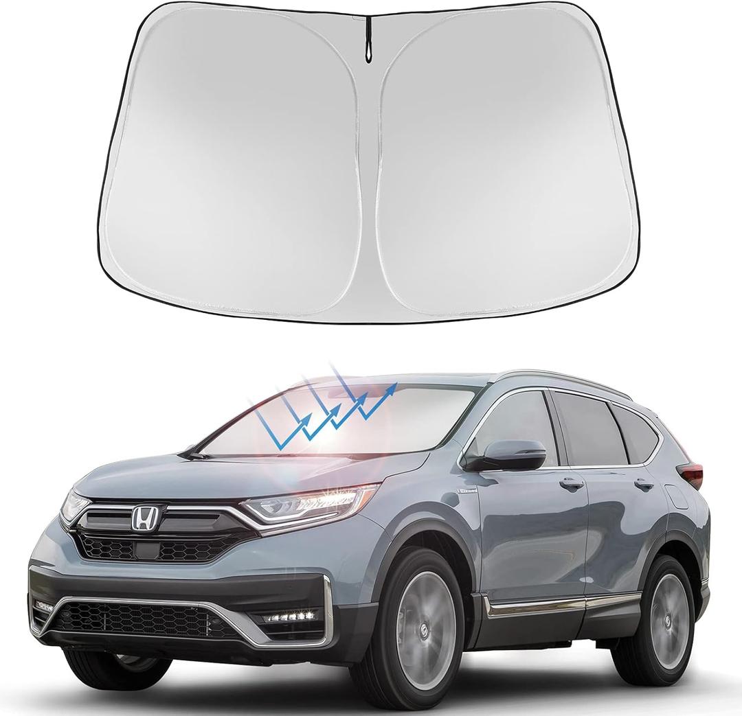 Proadsy 2025 Upgrade Windshield Sun Shade Custom Fit 2017-2022 Honda CRV Sunshade 4-Layer Foldable Front Sunshade Protector Sun Visor Blocks UV Rays Keep Car Cooler Accessories