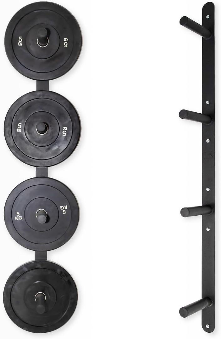 Fitvids Weight Plate Storage Rack, Weight Plate Holder Wall Mounted Bumper Plate Storage for Home Gym, Fit 2" Olympic Plates, 4 Pegs