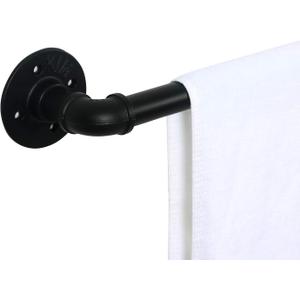 HouseAid 30 Inch Industrial Pipe Towel Bar, Farmhouse Rustic Towel Holder, Vintage Style Towel Rod for Bathroom, Wall Mounted, Matte Black (30 inch (Black))