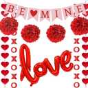 Valentines Day Decorations, Pre-Assembled Hanging Heart and XO Garlands, Be Mine Love Banner, Red Love Foil Balloon and Paper Ball, Valentine's Day Party Decor for Home Classroom Office