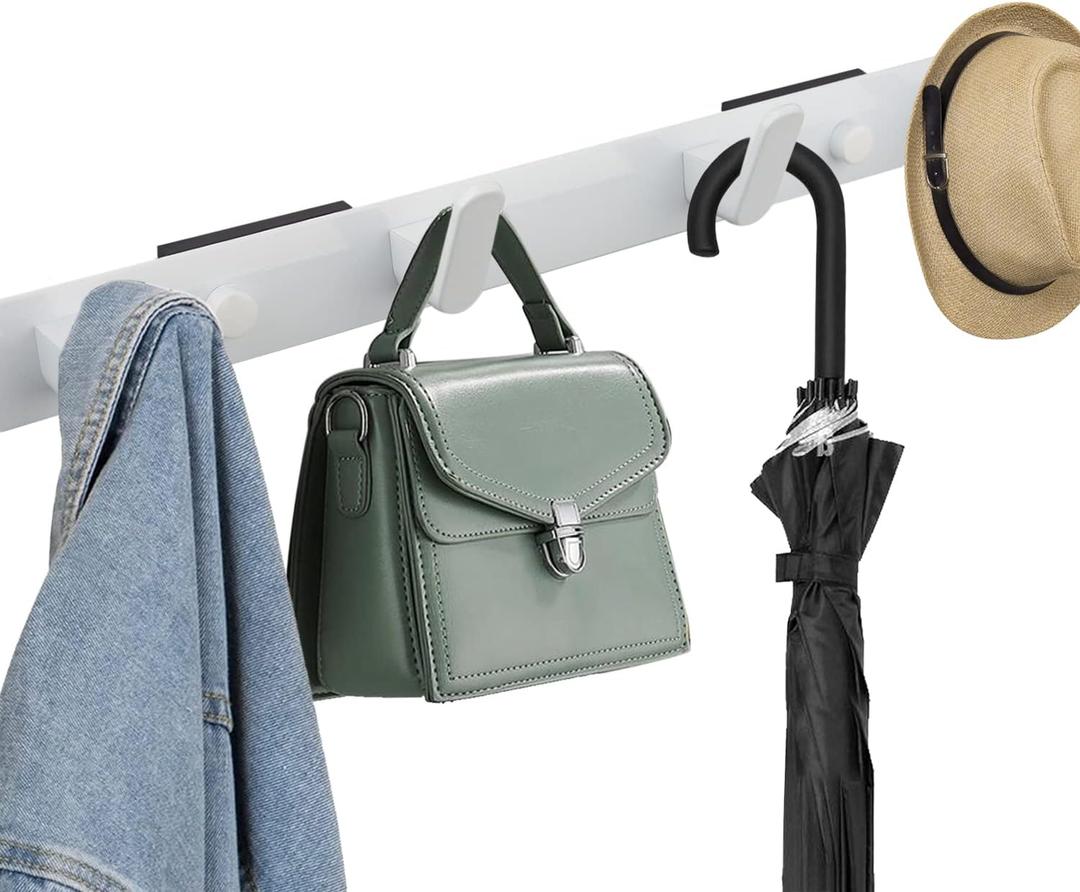 MUTUACTOR Magnetic Hooks,Strong Magnetic Hooks Heavy Duty for Hanging,Large White Magnetic Coat Rack Hanger Hooks for Metal Door,Metal Cabinet,Hat,Towel,Key Rack,Door Magnet Hanger for Coat(4 Hooks)