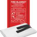 2 x THOMEN 1 Pack Emergency Fire Blanket for Home and Kitchen 40"x40", Safety Fiberglass Fire Blankets Emergency for Home, Car, Office, Warehouse, School, Fireplace and Grill