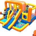 Baralir 16.5x11FT Heavy Duty Bounce House Water Slide Combo for Big Kids, Wet/Dry Split Play Zones, Kids Bounce House with 2 Independent Slides, 2 Climbing Walls & 2 Pools, 2 Crawl Tunnels