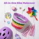 Kids Bike Basket, Bike Basket Front Bike Accessories for Girl Boys, Woven Bicycle Basket with Stickers, Bike Bell, Windmill, and 1pairs Colorful Ribbons Tassels