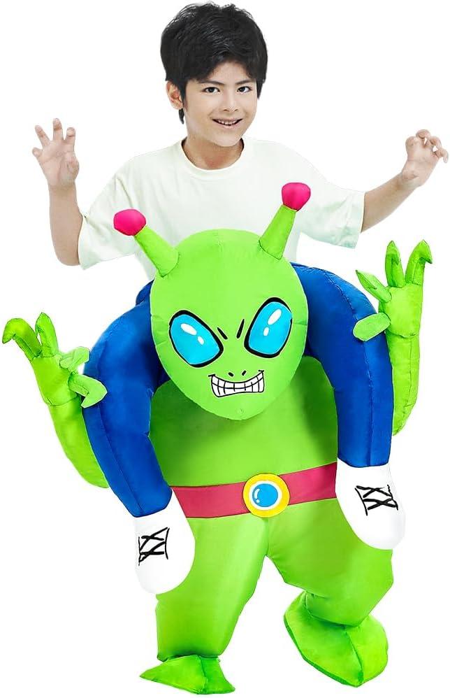 Inflatable Alien Costume Kids Funny Blow Up Riding Alien Halloween Inflatable Costume For Boys Girls Children Party Cosplay, M