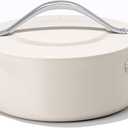 Stock Pot 4.5qt Dutch Oven with Lid (9.5") Nonstick Ceramic Coated Non-Toxic PFAS-Free Even Heat Distribution for Braising, Baking Bread & Soups, Compatible for All Cooktops(Induction/Gas/Electric) Oven Safe to 500F (Cream)