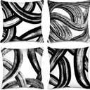 Black and White Abstract Striped Throw Pillow Covers 18x18 Set of 4, Modern Art Boho Lines Decorative Square Pillow Cases for Farmhouse Living Room Sofa Bed Couch, Spring Easter Minimalist Home Decor