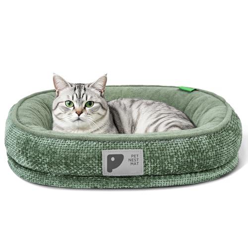 Bininl Orthopedic Cat Bed for Puppy & Kitten,Cat Sofa Bed with Egg Crate Foam Four Sided Dog Couch Beds with Removable Cover & Non-Slip Bottom Green XS