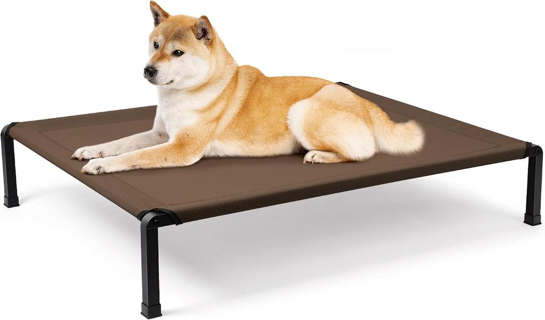 Heeyoo Elevated Dog Bed, Cooling Raised Pet Cot with Chew Proof Mesh Fabric and Steel Frame, Portable Dog Cot Bed with No-Slip Rubber Feet, 42 in
