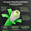 Garden Hose 100 FT, Flexible Rubber Hybrid Water Hose 5/8 Inch, Food-Grade Inner Layer, Kink-Resistant, Lightweight Outdoor Hose for Large Yard