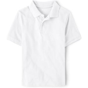 The Children's Place Boys' Uniform Short Sleeve Pique Polo (Large, White)