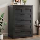 Jocoevol Black 6 Drawer Dresser for Bedroom, 44.5" Tall Chest of Drawers