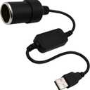 USB A Male to 12V Car Cigarette Lighter Socket Female Converter Cable (8W Max)