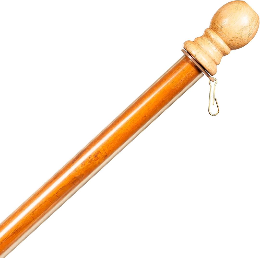 Evergreen Flag 56" Solid Wood Flag Pole with One Clip and Anti-Wrap Tube for 3'x5' Estate Flag with Pole Sleeve, Outdoor Weatherproof Use for Residential or Commercial