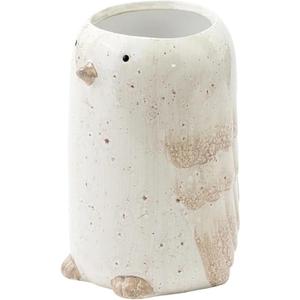 Whimsy Bird Friend Speckled 5.5 x 2.25 x 2.25 inches White Ceramic Flower Succulent Plant Pot Planter Container Holder, Indoor Outdoor Garden Dcor, 14761