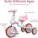 XIAPIA 3 in 1 Toddler Bike for 2-4 Year Old Girl Boy, Kids Tricycle with Adjustable Seat, Detachable Pedal and Training Wheels, Baby Balance Bike Trikes Riding Toys, Kids Christmas Birthday Gifts Pink | with Adjustable Seat, Detachable Pedal, Training Wheels, Trikes, Riding Toys