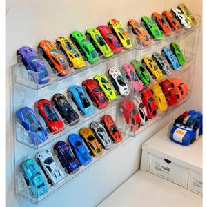 3 Layer Acrylic Wall Mount Display Case for Hot Wheels, 3-Tier Organizer Shelf Holds 27 Toy Cars, 1:64 Diecast Car Storage Organizer
