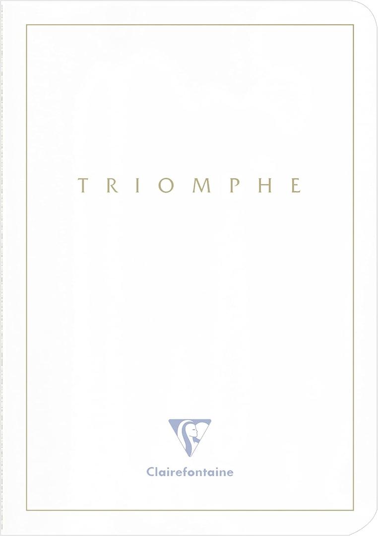 Clairefontaine 36120C Collection Triomphe GOLD A White Sewn Notebook - A5 14,8x21 cm - 96 Plain White Pages - Paper 90 g - Card Cover with Gold Marking