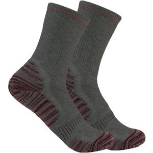 Carhartt Women's Force Midweight Synthetic-Wool Blend Crew Sock 2 Pack (Medium, Charcoal)