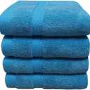 Mother-Earth 4 Pcs Turquoise Blue Fingertip Towels for Bathroom - 11 x 18 Inches, Extra Absorbent and Soft Terry Towels for Sensitive Skin, Quick Dry