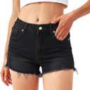 Liloak Womens Pack of Washed Denim Jean Shorts Mid Rise Casual Ripped Frayed Hem Summer Hot Shorts Pack (Black, S)