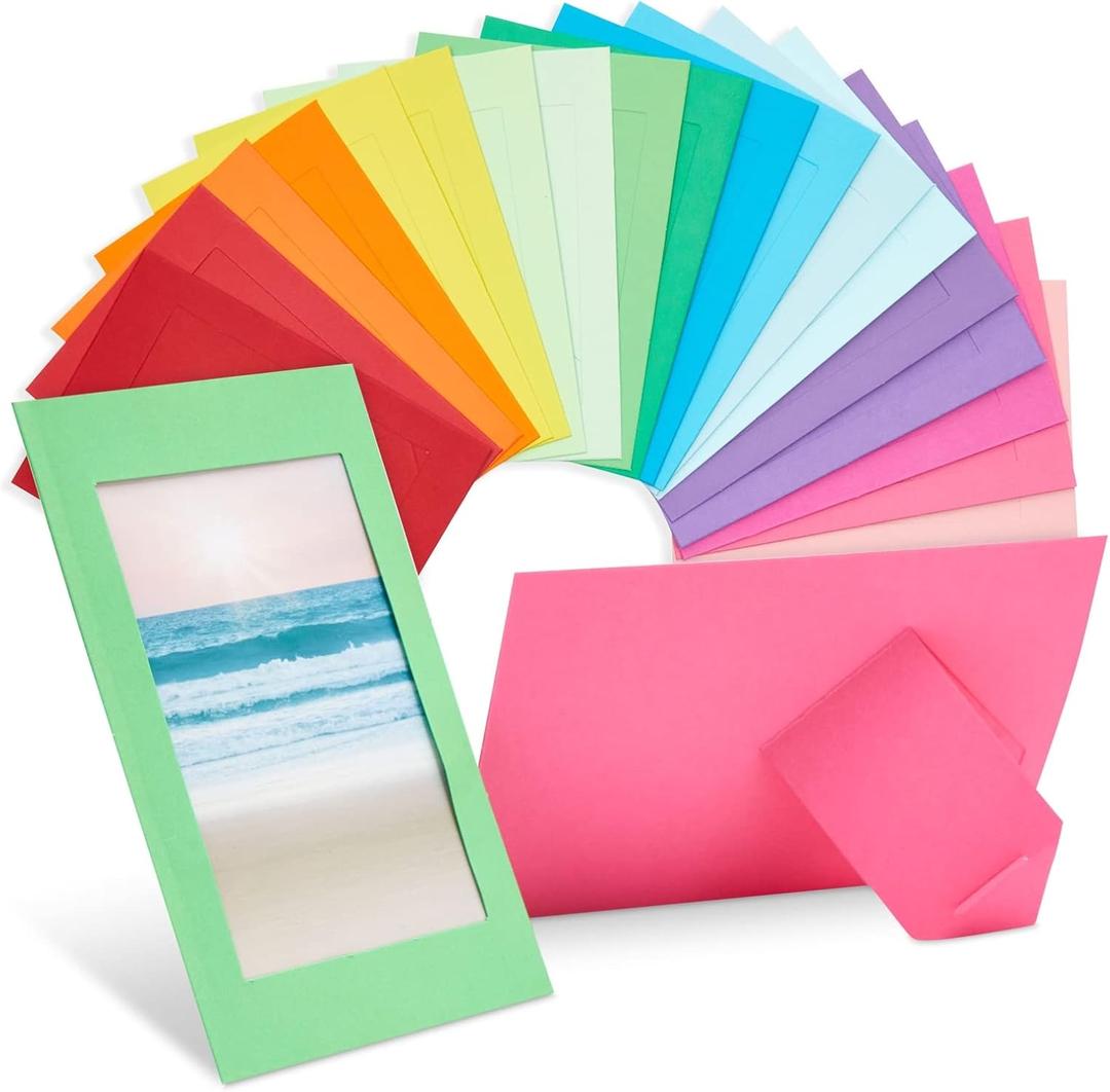 Juvale Paper Picture Frames Bulk 50 Pack - Multicolor Cardboard Easel Stands for DIY, Classroom Crafts & Photo Displays (4x6 In)