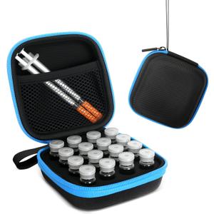 16 Slots 3ml Peptide Case, Insulin Vial Holder, Peptide Storage Case for Fridge and Travel, Fits 1ml 3ml Standard Vials, Diabetic Supplies (Case Only)