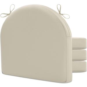 Topotdor Outdoor Chair Cushions Set of 6, 17"x16"x2" Patio Chair Cushions for Outdoor Furniture, Round Corner Outdoor Seat Chair Pads with Ties for Patio Garden Dining Office, Hazel