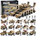 WW2 Army Tank Toys Building Sets Compatible with Lego, Create a German Dora Cannon or 16 Military Vehicles with 20 Toy Soldiers, STEM Toys for Boys Kids Age 6+ Year Old (544PCS)