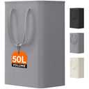 Lifewit 50L Slim Laundry Hamper, Narrow Small Laundry Basket with Handle for Dirty Clothes, Collapsible Tall Thin Laundry Bin for Bathroom Bedroom Dorm College, Grey