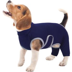 Kuoser Dog Surgery Recovery Suit, Professional Dog Surgical Suit for Back Legs, Soft Dogs Recovery Sleeve to Prevent Licking Biting Wounds, Dogs Onesie After Surgery Elbow Protector, Blue S (Small (Back: 11.02"; Chest: 16.92"))