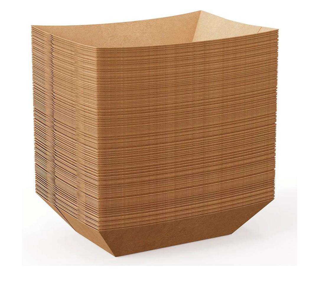 LemonRoad 50 Pack Kraft Cardboard Food Trays Sturdy Disposable Cookie Serving Platters for Parties Brown Paperboard Crate, Dessert Display Tray, Gift Giving, Christmas, Weddings(Brown,13" X 9" X 3")