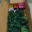 PREXTEX 23-Inch DIY Mini Christmas Tree with Lights - Small Christmas Decorations Table Top Xmas Tree with Multicolor LED String Lights, Star Topper, Hanging Ornaments and Gift Boxes for Holiday Decor (Dark Green)