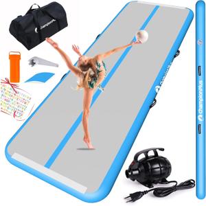 Inflatable Air Tumbling Mat Gymnastics Tumble track 4/8 inches Thickness Air Mats for Home Use/Training/Cheerleading/Water Yoga 10ft 13ft 16ft 20ft with Electric Air Pump ( 10'x3.3'x4'', Blue)