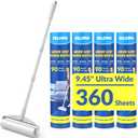 Large Lint Rollers for Carpet, Sticky Rollers for Floor DELOMO 9.45 in with 3 Extendable Handle, Long Handle Sticky Mop for Cleaning Carpets, Cars, Clothing, and Pet Hair