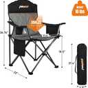 Padded Camping Chair with Sturdy Armrests, Heavy Duty Folding Chair for Adults Supports 350lbs, Portable Outdoor Chair with Reinforced Carry Bag for Camping, Fishing, Lawn & Sports