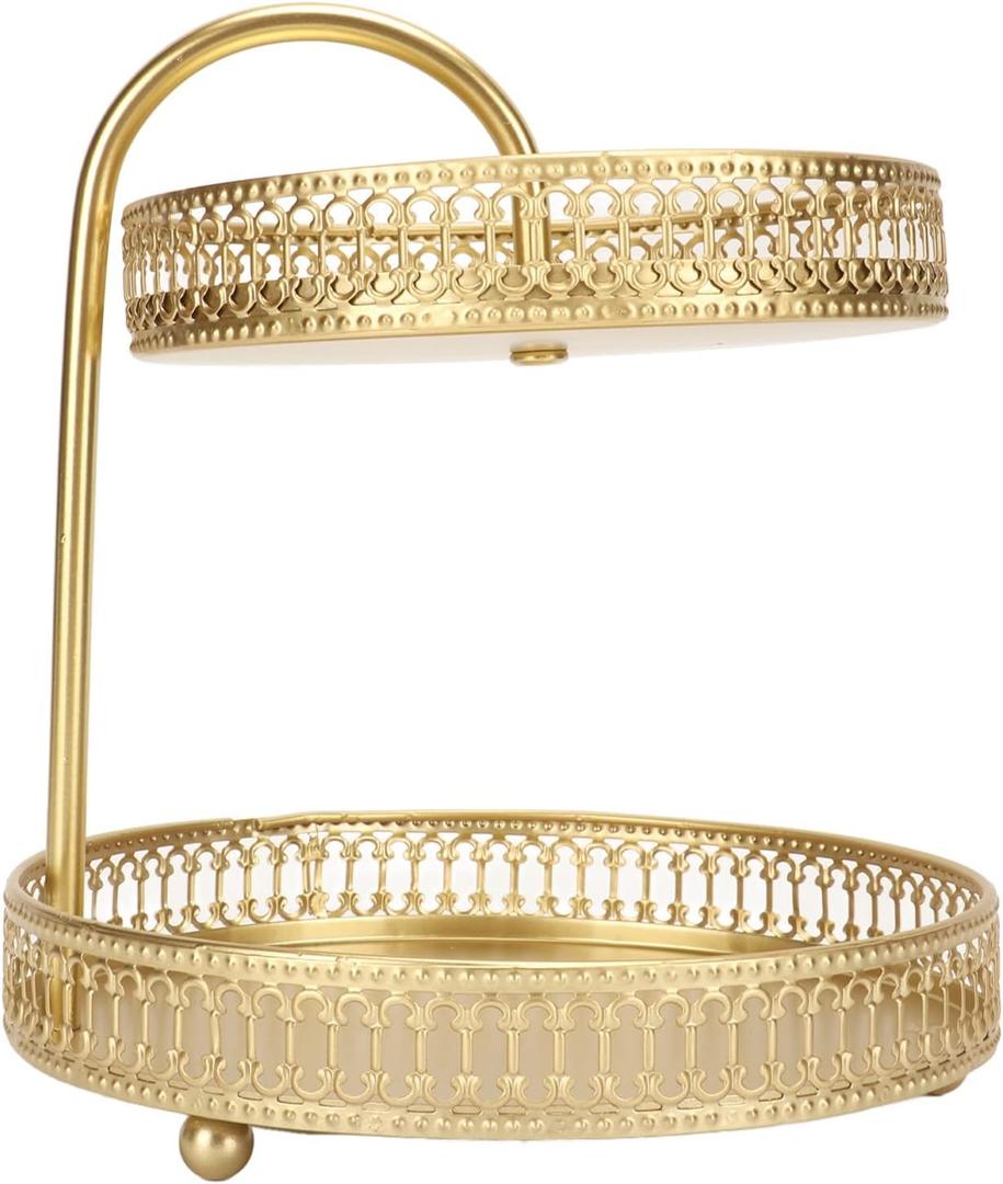 2 Tier Fruit Tray Gold Elegant Large Capacity Decorative Multi Purpose Cupcake Stand for Home Tier Tray for Cupcake Dessert Fruit or Vegetable Authentic Farmhouse Tiered Tray for H