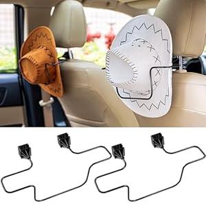 Feekoon Cowboy Hat Rack for Truck, 2 Pack Cowboy Hat Holder Rack for Truck SUV Car, Keep Hat Shape, Car Clothes Hanger Bar Coat Hanger Hard Hat Holder for Truck Seat Car Accessories, Black