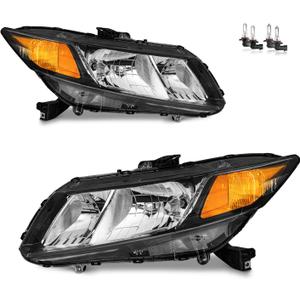 Headlights Assembly for 2012-2015 Honda Civic 4Dr Sedan, for 2012-2013 Honda Civic 2Dr CoupeHeadlamp Replacement Driver & Passenger Side